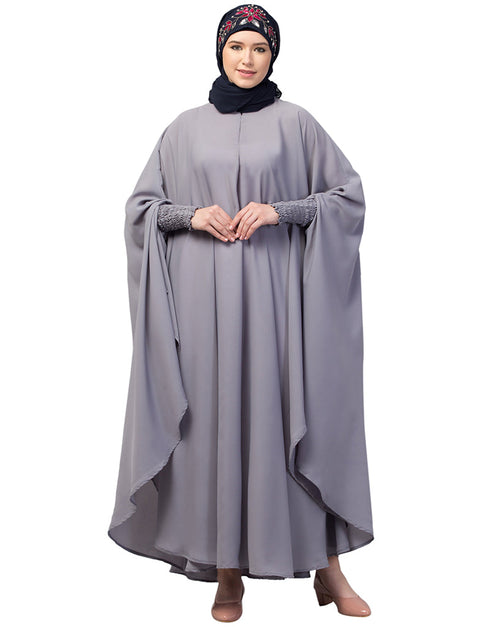 Modest smoking at sleeve Causal Daily Wear Irani kaftan In the Shade of  Grey